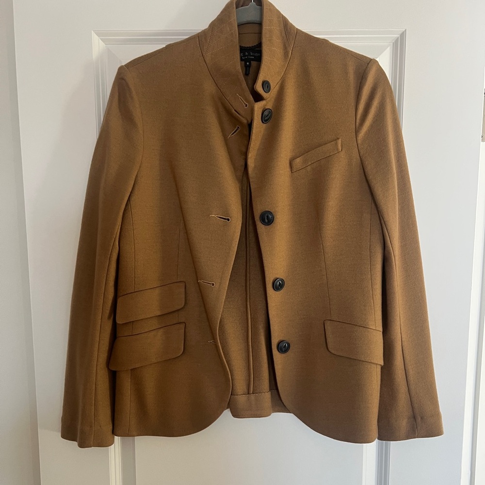 Rag & Bone Tan Blazer with Button Detail, slade wool - Picture 2 of 9